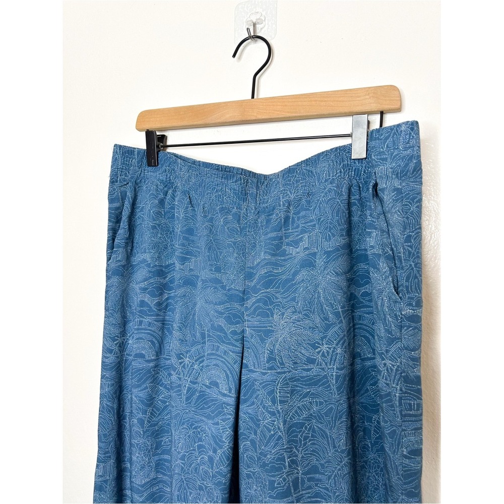 J. Jill Womens Tropical Nautical Print Wide Leg Casual Crop Pants Blue Large L - Picture 3 of 7